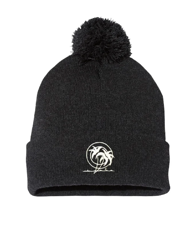 "Classic Palm Stencil" Puff Beanie