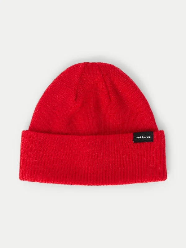 The Merino Wool Beanie in Bright Red