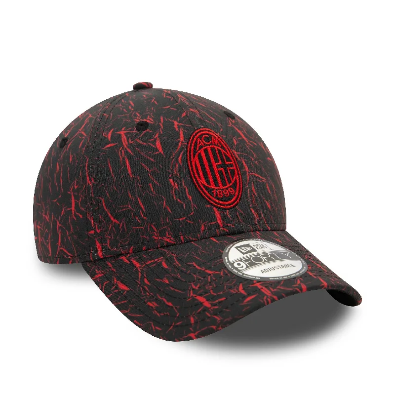 AC Milan Crinkle All Over Print Black 9FORTY Adjustable Cap