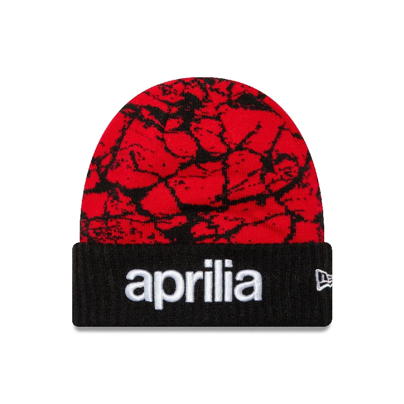 Aprilia Crackle Red Cuff Knit Beanie Hat