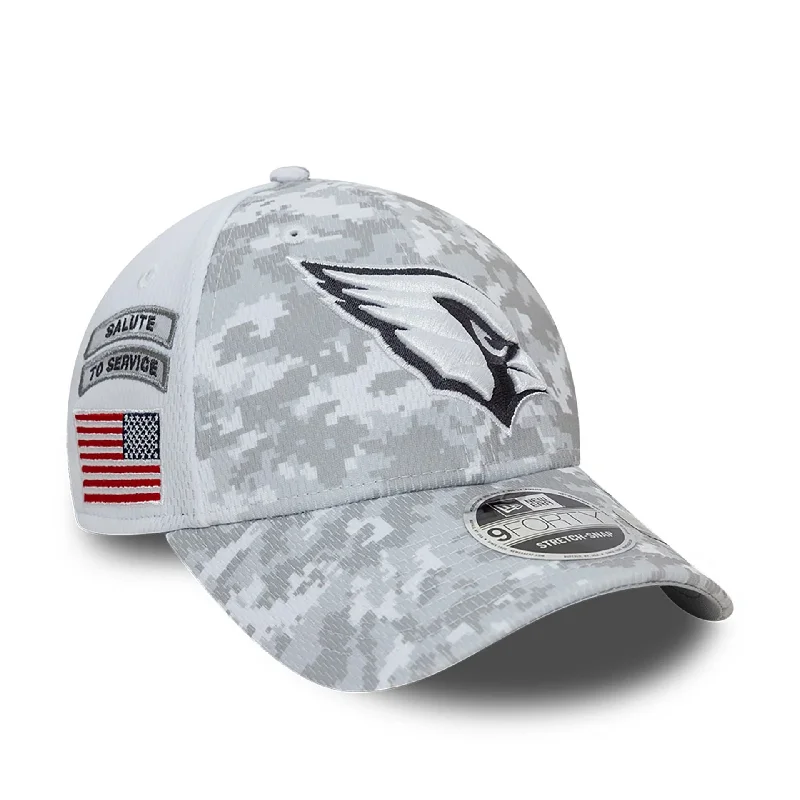 Arizona Cardinals NFL Salute To Service 2024 White 9FORTY Stretch Snap Adjustable Cap