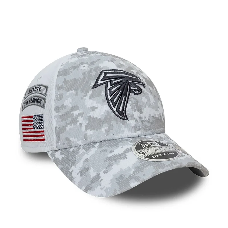 Atlanta Falcons NFL Salute To Service 2024 White 9FORTY Stretch Snap Adjustable Cap