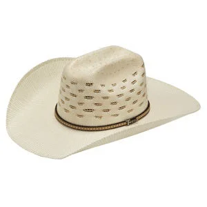 Twister Adult Ivory and Tan Bangora Straw Hat