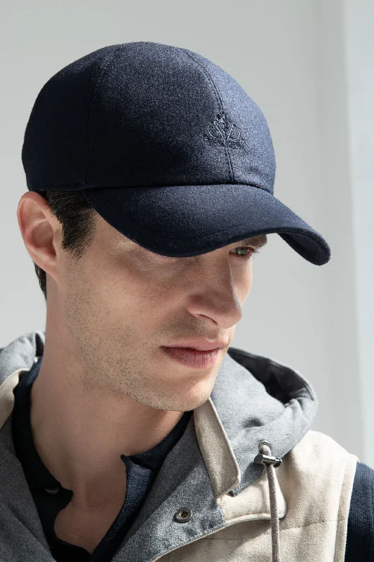 Blue flannel baseball cap - Made in Italy