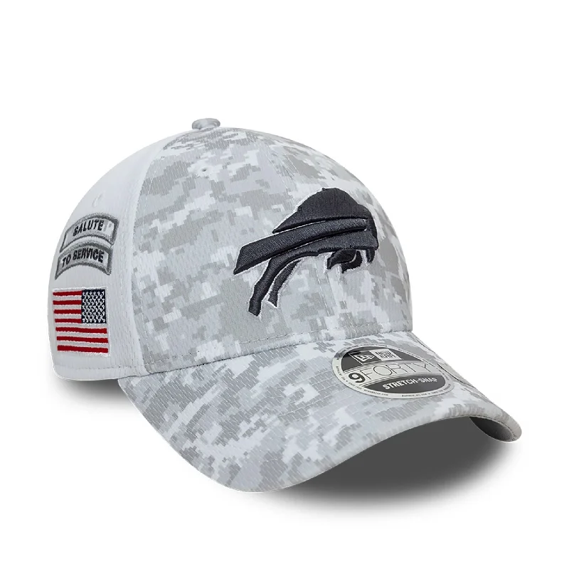 Buffalo Bills NFL Salute To Service 2024 White 9FORTY Stretch Snap Adjustable Cap