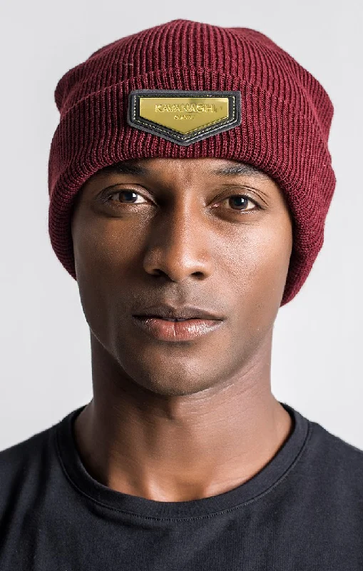 Burgundy Beanie With Gold GK Plaque