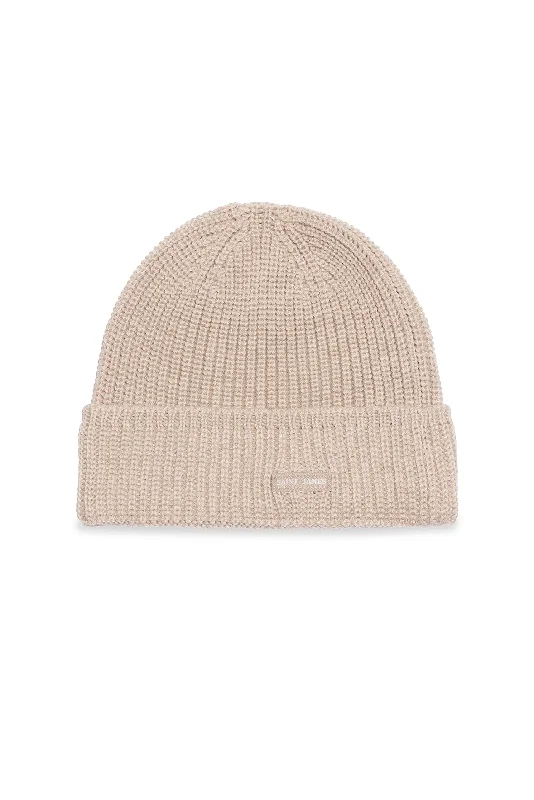 Canot turn-up hat - in purl knit (BEIGE)