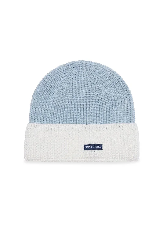 Canot Two-tone Wool Beanie - in purl knit (CIEL CHINE/BLANC)