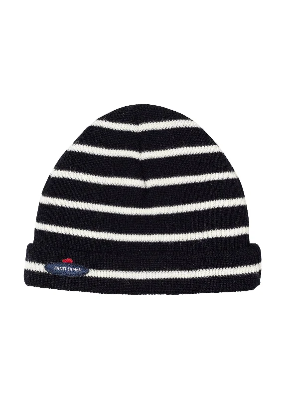 Cartier sailor hat for babies - striped, in soft wool (NAVY/ECUME)