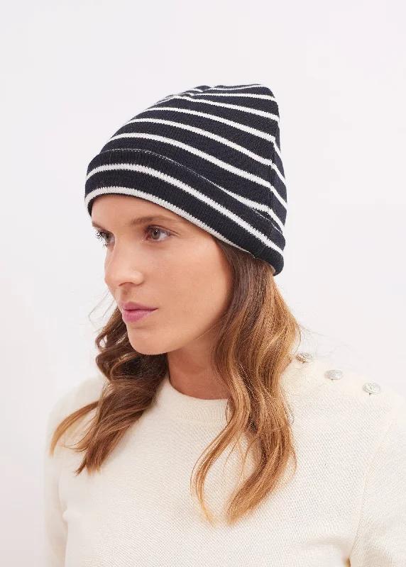 Cartier striped sailor hat - in soft wool (NAVY/ECUME)