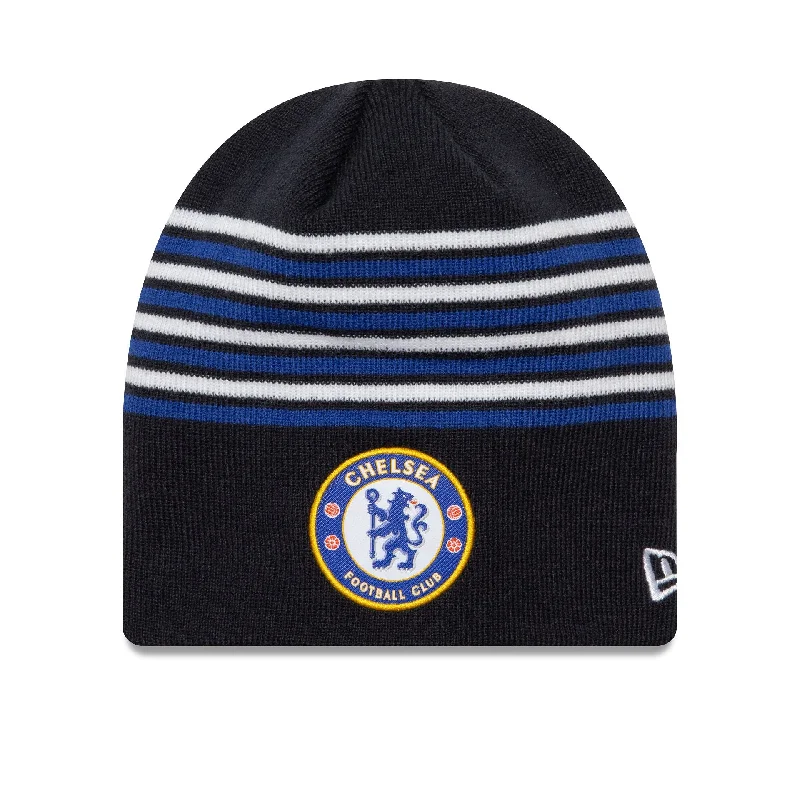 Chelsea FC Lion Crest Stripe Blue Beanie Hat