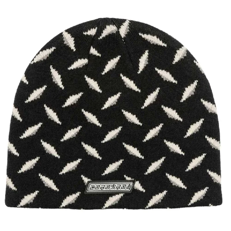 Corduroy Diamond Plate Beanie - Black