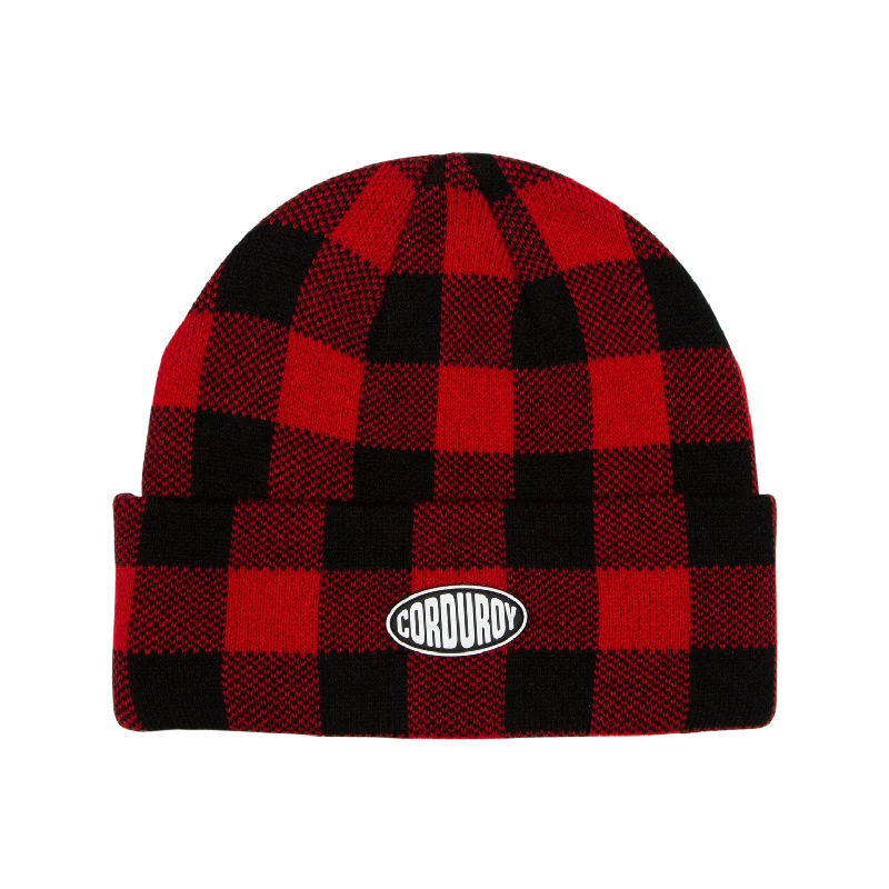 Corduroy Fuzz Beanie - Red