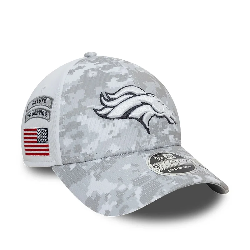 Denver Broncos NFL Salute To Service 2024 White 9FORTY Stretch Snap Adjustable Cap