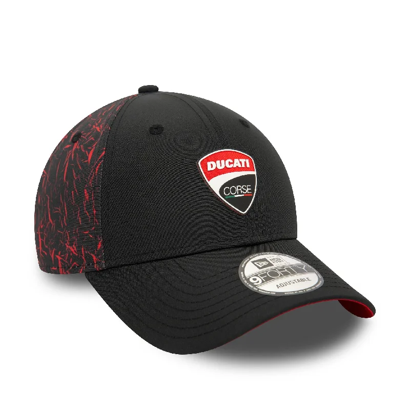 Ducati Motor Logo Crinkle All Over Print Black 9FORTY Adjustable Cap