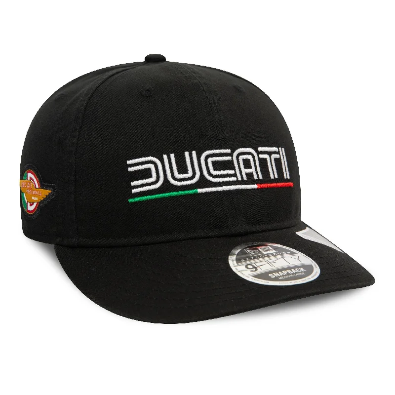 Ducati Motor Logo Wordmark Black 9FIFTY Retro Crown Cap