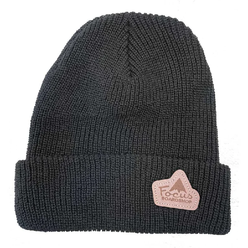 Focus Boardshop Leather Patch Perfect Knit Acrylic Beanie