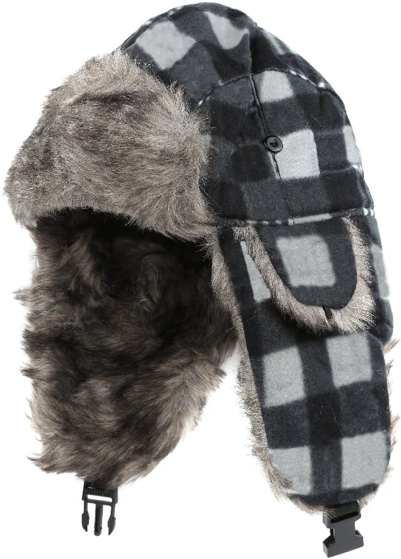 Sakkas Caele Unisex Ear Flap Faux Fur Lined Chin Buckle Strap Winter Trooper Hat