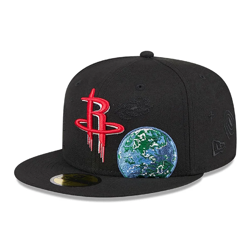 Houston Rockets Global Black 59FIFTY Fitted Cap