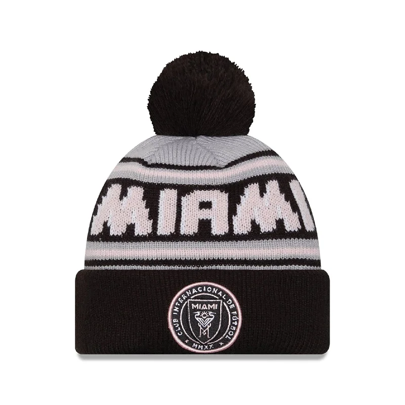 Inter Miami CF Black Bobble Knit Beanie Hat