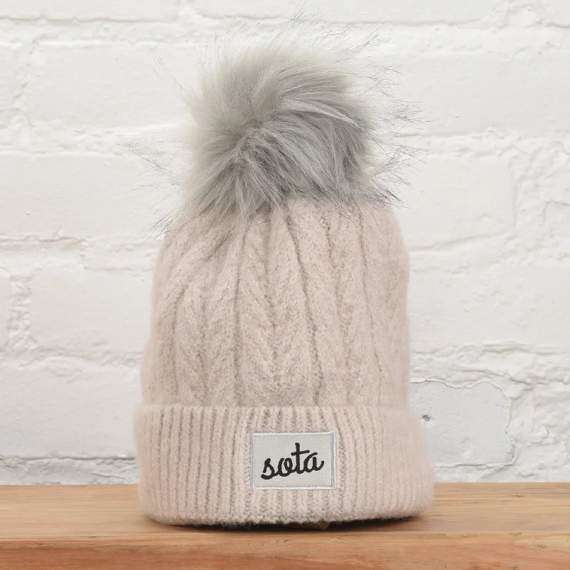 Ivory Pearl Pom Beanie