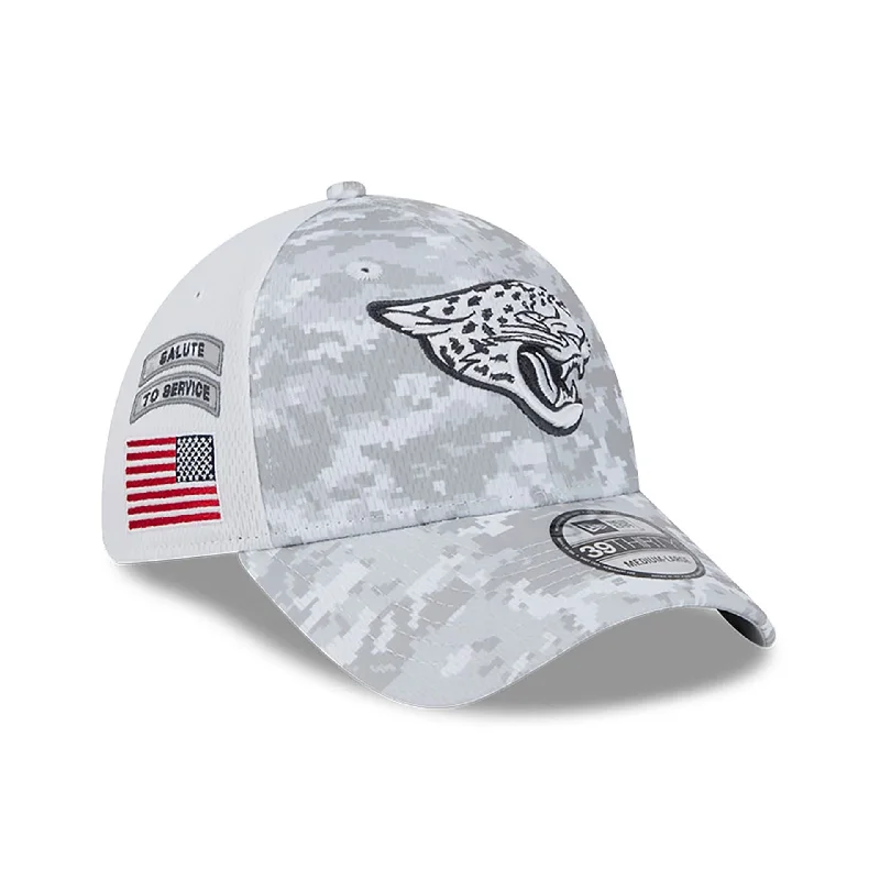 Jacksonville Jaguars NFL Salute To Service 2024 White 39THIRTY Stretch Fit Cap