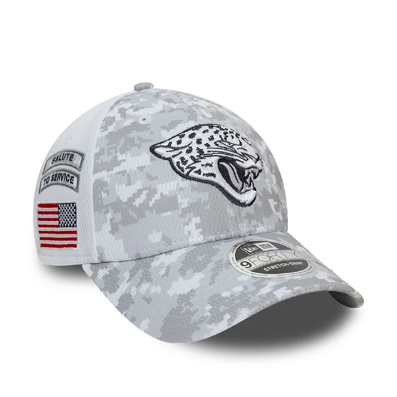 Jacksonville Jaguars NFL Salute To Service 2024 White 9FORTY Stretch Snap Adjustable Cap