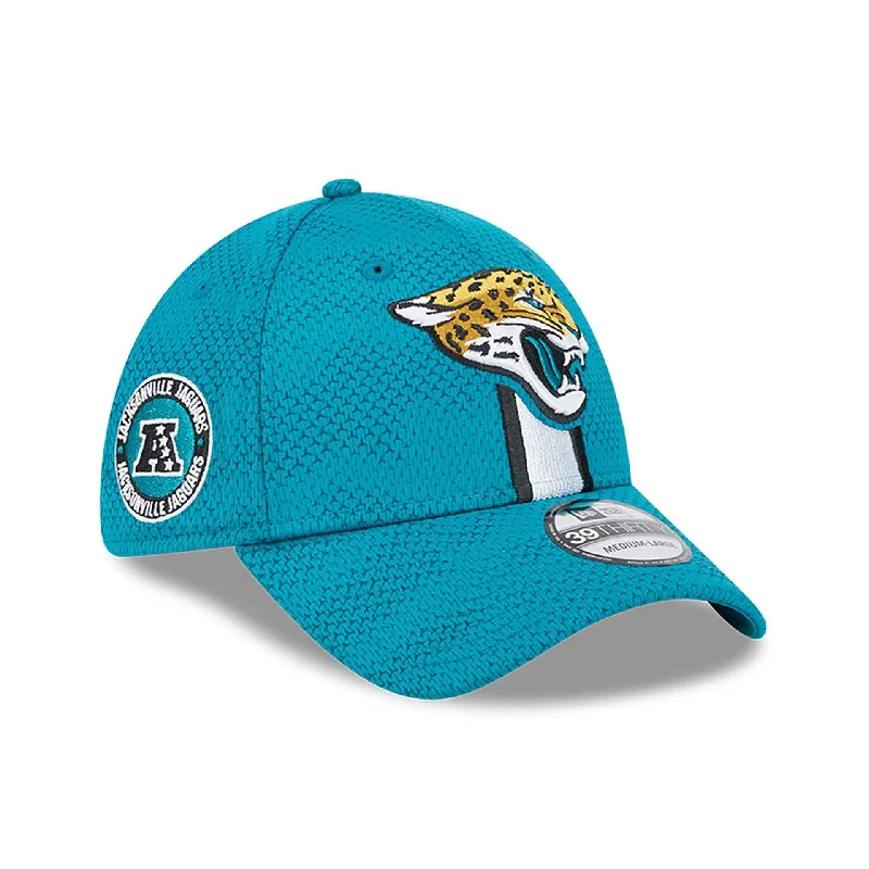 Jacksonville Jaguars NFL Sideline 2024 Turquoise 39THIRTY Stretch Fit Cap