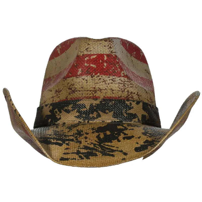 Distressed USA Flag Straw Hat