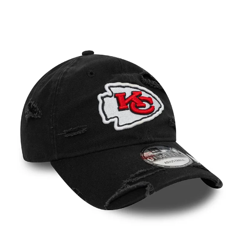 Kansas City Chiefs NFL Distressed Black 9TWENTY Adjustable Cap