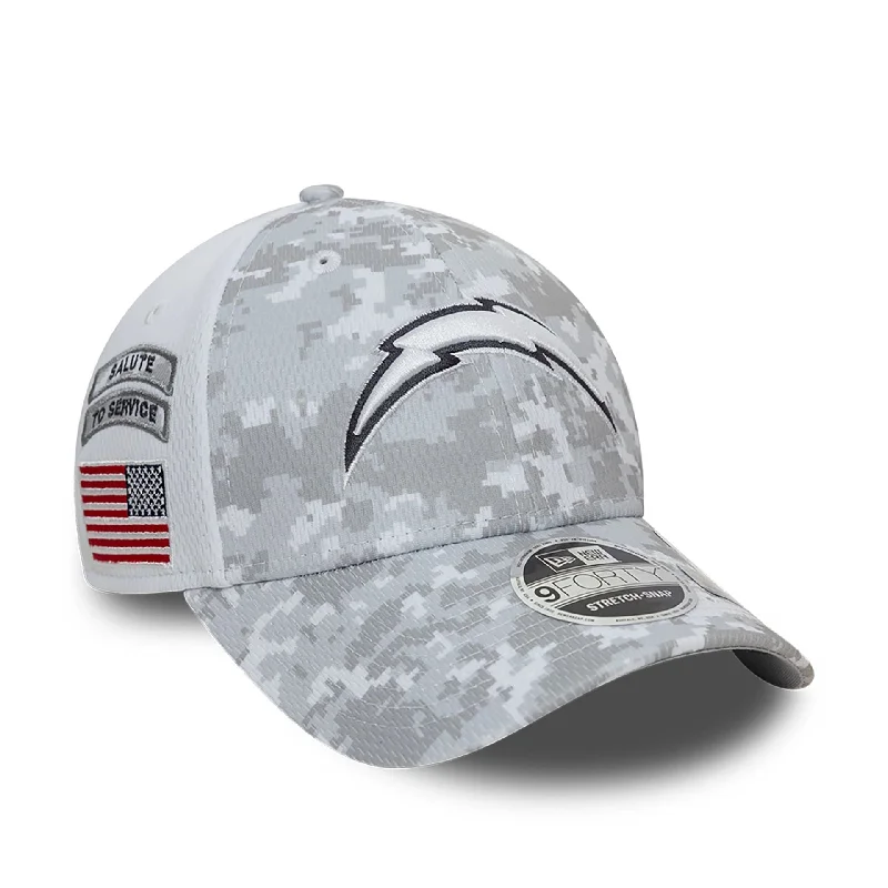 LA Chargers NFL Salute To Service 2024 White 9FORTY Stretch Snap Adjustable Cap