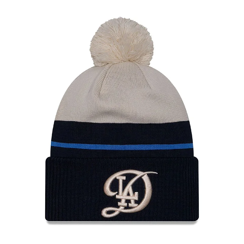 LA Dodgers City Connect Navy Bobble Knit Beanie Hat