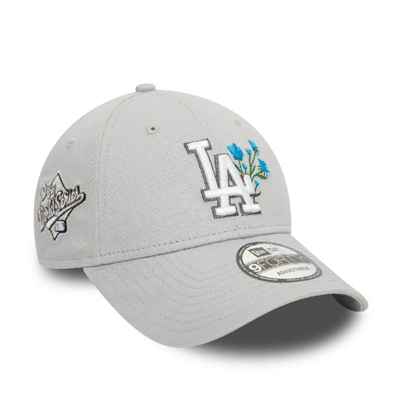 LA Dodgers Flower Icon Grey 9FORTY Adjustable Cap