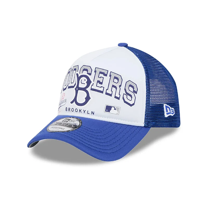 LA Dodgers Retro Wordmark Blue 9FORTY A-Frame Trucker Adjustable Cap