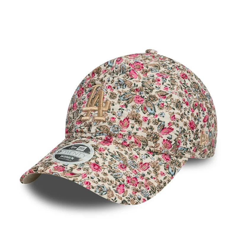 LA Dodgers Womens Floral Quilted Light Beige 9TWENTY Adjustable Cap