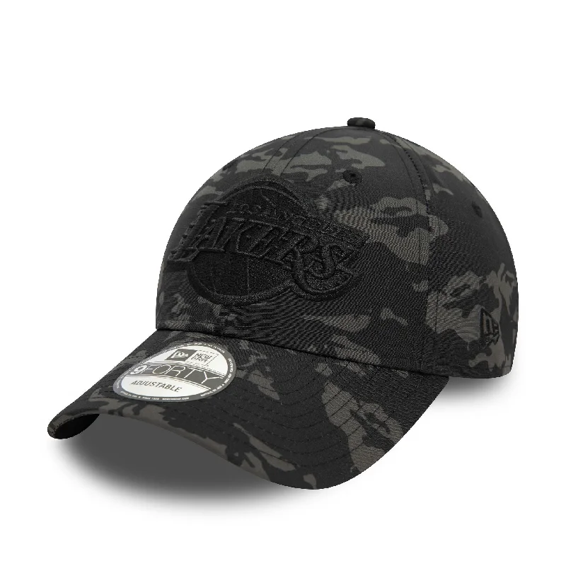 LA Lakers Tonal Camo All Over Print Black 9FORTY Adjustable Cap