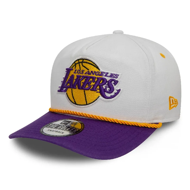 LA Lakers Washed NBA White Golfer Snapback Cap