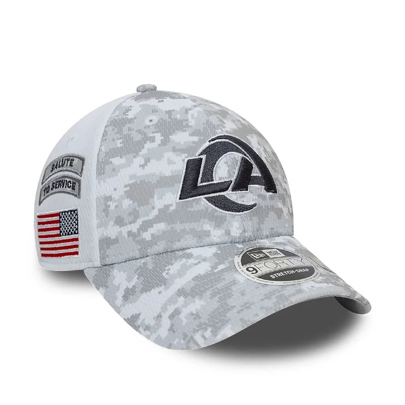 LA Rams NFL Salute To Service 2024 White 9FORTY Stretch Snap Adjustable Cap