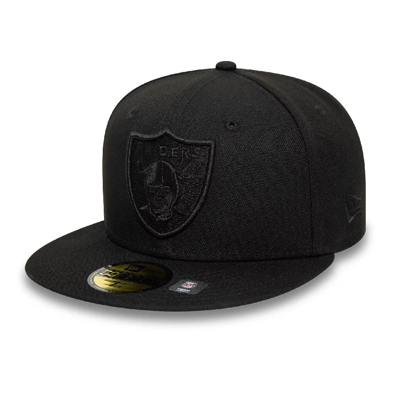 Las Vegas Raiders Black On Black NFL Essential Black 59FIFTY Fitted Cap