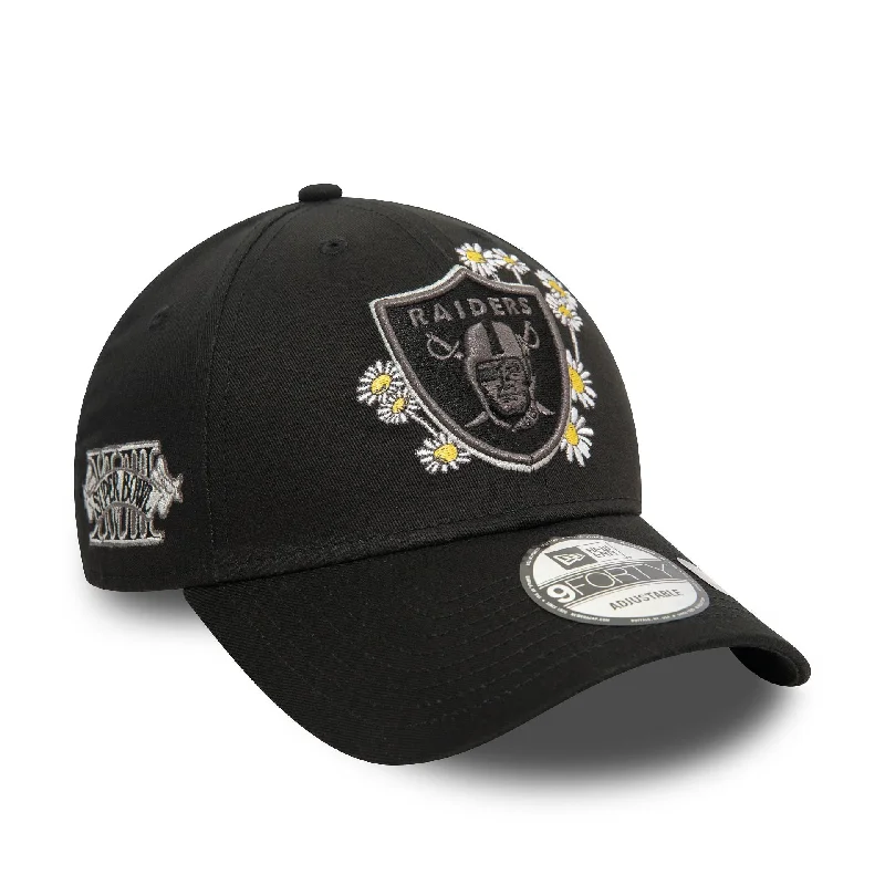 Las Vegas Raiders Flower Icon Black 9FORTY Adjustable Cap