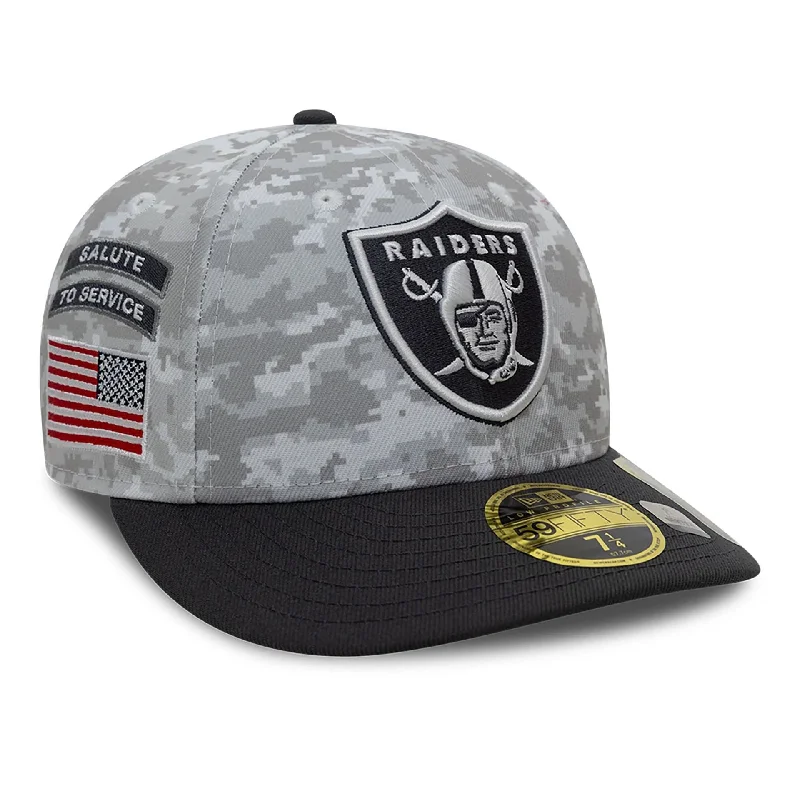 Las Vegas Raiders NFL Salute To Service 2024 Charcoal Low Profile 59FIFTY Fitted Cap