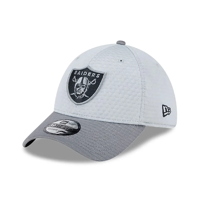 Las Vegas Raiders NFL Training 2024 Grey 39THIRTY Stretch Fit Cap