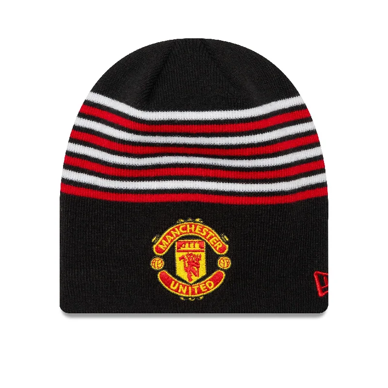 Manchester United FC Stripe Black Beanie Hat