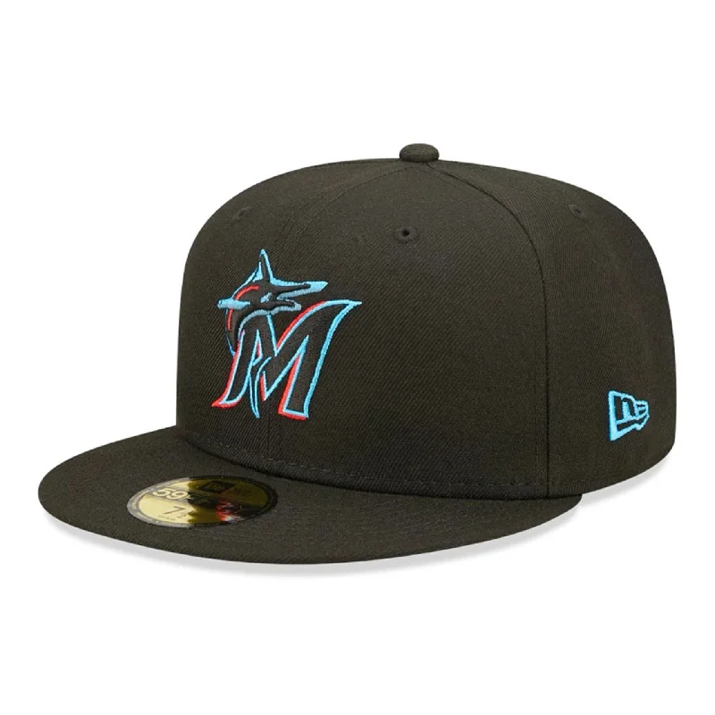 Miami Marlins Authentic On Field Game Black 59FIFTY Fitted Cap