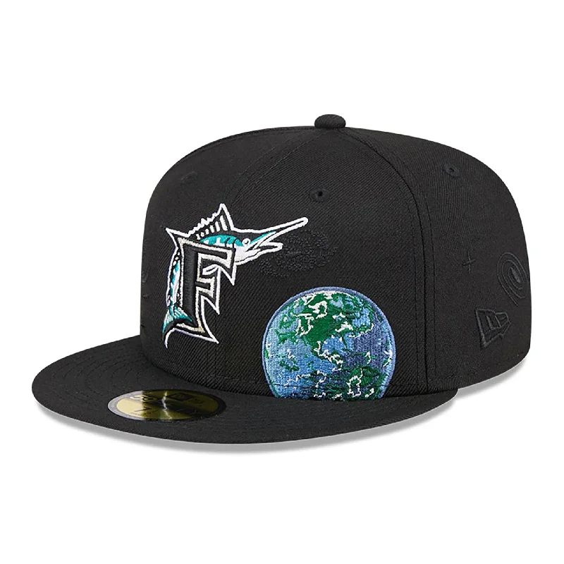 Miami Marlins Global Black 59FIFTY Fitted Cap