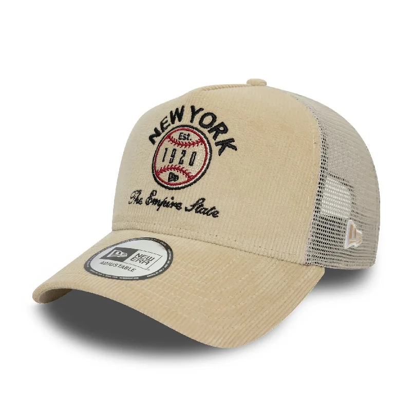 New Era Cord Graphic Light Beige 9FORTY A-Frame Trucker Cap