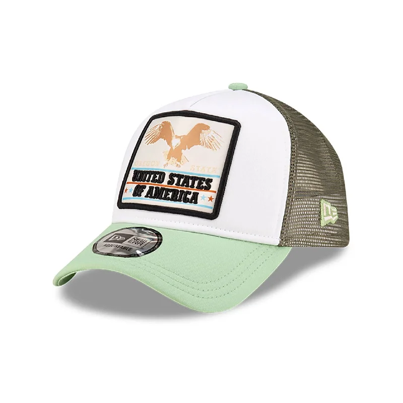 New Era Eagle Patch Green 9FORTY A-Frame Trucker Adjustable Cap