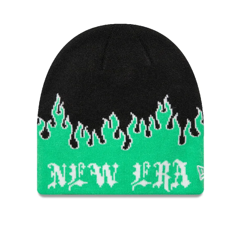 New Era Flame Green Skull Knit Beanie Hat