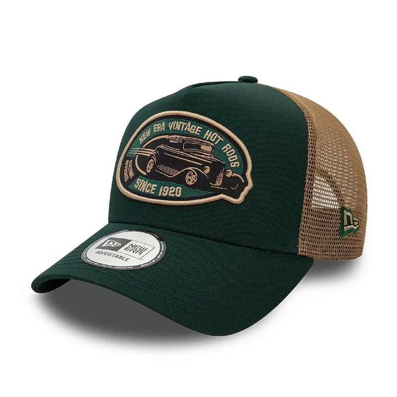 New Era Hot Rod Trucker Dark Green 9FORTY A-Frame Trucker Adjustable Cap