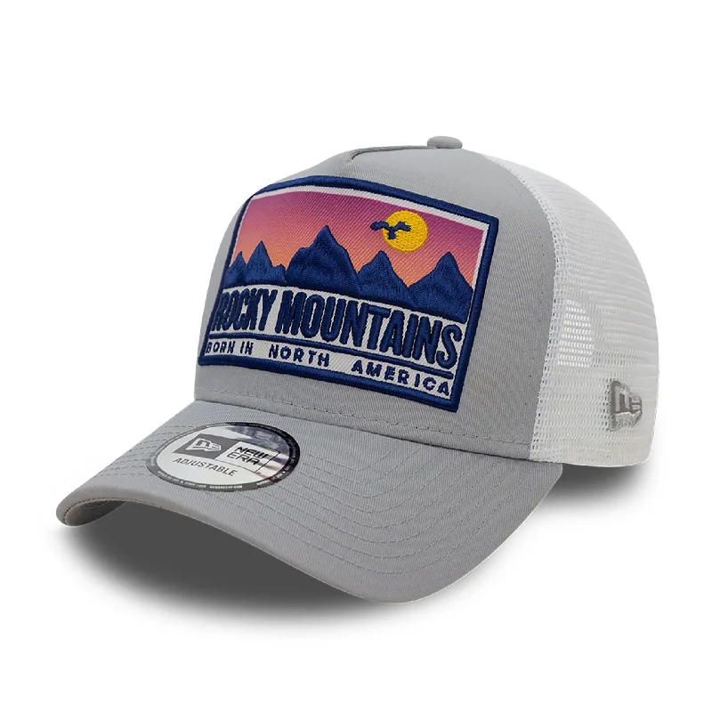 New Era Location Patch Trucker Grey 9FORTY A-Frame Trucker Adjustable Cap